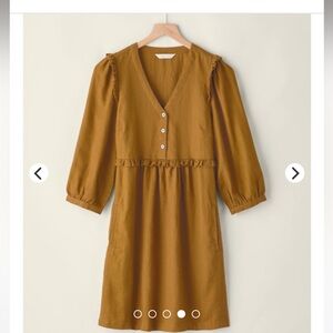 Garnet Hill Linen Ruffle-Detail Dress